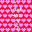 Pixelated red and pink heart pattern with repeated 'I LOVE YOU' text and '<3' symbols in white.