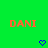 Green background with repeated orange text 'DANI' and blue heart/arrow symbols changing across frames.
