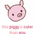 Pixelated pink pig head with brown outline on white background, surrounded by blue text blocks reading 'This Pig Is Cuter Than Pigs Rule' and 'Just Accept It!!!!'