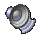 Pixelated grayscale icon with blue highlights showing a curled shape in two sequential states against a light gray background.