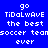 Pixelated blue background with white text reading 'go TidalWave the best soccer team ever' in three , each having a light blue highlight on one