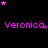 A black background displays four of pink 'Veronica' text with scattered pink and purple stars, where the star positions shift across frames