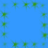 Green square icons with radiating lines on a blue background, arranged in and