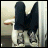 Animated contact sheet showing sequential frames of a pixelated character in a bathroom stall with changing pink text below the seat.
