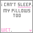 A 5x5 contact sheet of animated frames showing a pixel art text-based icon with changing heart symbols beneath the phrase "I CAN'T SLEEP MY PILLOWS TOO WET."