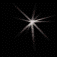 Four star-shaped light bursts on black background with one gray rectangle, varying in brightness and ray count across frames.