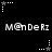 Black background with white pixelated text 'M@nDeRz' repeated in two , surrounded by small star and dot patterns