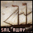 nine identical static images showing a sailboat with two masts and a flag on a textured background, each labeled 'SAIL AWAY' in pink text below
