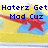Pixelated text reads "Haterz Get Mad Cuz" above a red star with blue and yellow background, transitioning to "'I Got Me Some Bathin Apes'".