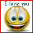 Animated contact sheet of 8 AIM buddy icons showing a yellow smiley face and heart shapes with "I love you" text across multiple frames.