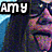 Pixelated image of a person with long dark hair and sunglasses, showing two text overlays and a red heart symbol on a blue background.