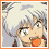 Four pixelated anime-style show characters with silver and black hair, a bowl of orange vegetables, and red clothing
