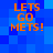 Blue pixelated background with orange text reading 'LETS GO METS!' in four identical quadrants.