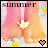 Animated summer-themed icon with pink and orange gradient background, white flower-like shape at center, 'SUMMER' text top, heart symbol bottom right.