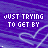 A static digital image with repeating text and heart shapes on a purple background.