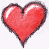 Two red hearts with dark brown outlines; the right heart displays white text reading "DON'T PHUNK WITH MY HEART" while the left heart is text-free.