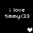 Black background with white pixelated text 'i love timmy<33' repeated four times and three pixelated hearts in white and gray.