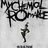 Pixelated image of a band logo with a figure in motion, set against a brown background with text fragments.