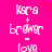 Pixelated text on bright pink background with a red heart symbol above the left side.