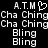 A 48x48 pixel animated contact sheet showing two frames of a buddy icon with text and symbols on black background.