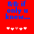 Red background with blue pixelated text reading "B&B if only u knew..." and five white plus signs below, one pink heart symbol replacing the third sign in animation.