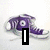 A purple cartoon fish with large eyes and a smiling expression appears above a black vertical bar on a light background.