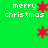 Green background with repeated white text 'merry christmas' and red star shapes in pixelated style.