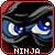 identical pixel-art icons showing a masked figure with blue eyes and red border, each labeled 'NINJA' in white text below
