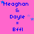 A pink background displays repeated text 'Meaghan & Dayle = Bffl' with blue and purple stars, where star positions shift across frames.