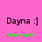 Two identical pixelated text strings "Dayna :]" on a pink background with green and light green plus signs below each.