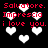 Red text and white hearts on black background with repeated phrases.