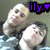 Two pixelated figures in a close-up pose, one holding the other's face, with purple text and a heart symbol in the top-right corner.