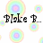 Pixelated text and circular rainbow patterns on a white background with partial gray overlay.