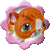 Six pixelated animal faces in pink flower-shaped frames, each with distinct expressions and poses showing subtle animation changes.