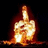 A pixelated image of a hand with the middle finger extended, surrounded by flames, with text reading "back to school" in pixelated font.