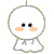 Two pixelated white figures with yellow dotted borders, one neutral-faced and the other smiling widely with red mouth.