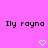 Pixelated text 'Ily rayno' appears twice on a solid pink background with two white pixel hearts below.