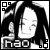 Four- of black-and-white anime-style character with long dark hair, each showing different text and color variations below the face