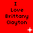 Red background with repeated text "I Love Brittany Clayton" and animated white star-like shapes appearing in different positions across frames.