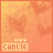 A square icon with a warm orange-yellow gradient background featuring faint heart outlines, displaying the name 'CARLIE' in pixelated text below three small yellow hearts.