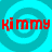 Animated contact sheet of a 48x48 pixel buddy icon showing red text "kīmmy" over cyan spiral background across three sampled frames with one empty frame space.