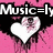 Pixelated graphic with pink background, black text reading 'Music=ly', and white heart symbol overlaid on a blurred figure.