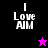 Four display "I Love AIM" text with a star symbol changing color and position across backgrounds
