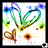 Animated icon with four distinct scenes: green heart, jumping figures, rainbow stripes with text, and 'I ❤️ U' on sand.