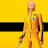 A pixelated animated contact sheet showing a character in a yellow jumpsuit holding a sword against a bright yellow background with black horizontal stripes and bold text reading "KILL BILL".