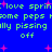 Blue background with green text repeating 'love sprin: love sprin some peps some peps lly pissing lly pissing off' and pink star shapes scattered throughout.