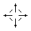 Two static pixel art frames of a black cross-shaped icon with four arrow-like extensions on a gray background, showing different arm lengths and corner accents.