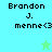 Pixelated text displays Brandon J. menne<3 with a star symbol on two different background colors.