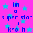 Static image with bright pink background, light blue stars scattered throughout, and repeated text in dark blue pixelated font.