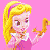 Pixelated cartoon characters from Disney princesses on a pink background with one gray rectangle in the bottom-right corner.